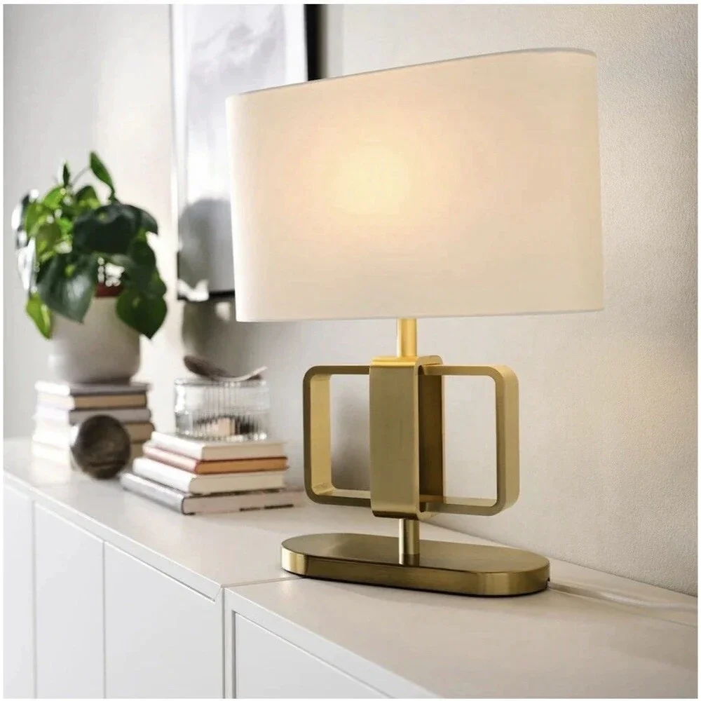 Ikea UPPVIND Table lamp, brass plated/white 19 
